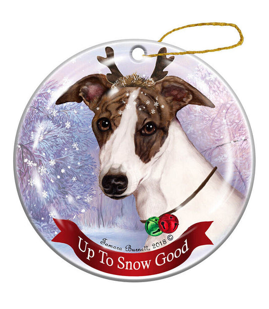 Holiday Pet Gifts Whippet Dark Brindle Porcelain Christmas Ornament