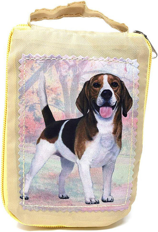 Beagle Foldable Tote Bag - Durable, Waterproof - Zippered Market Tote