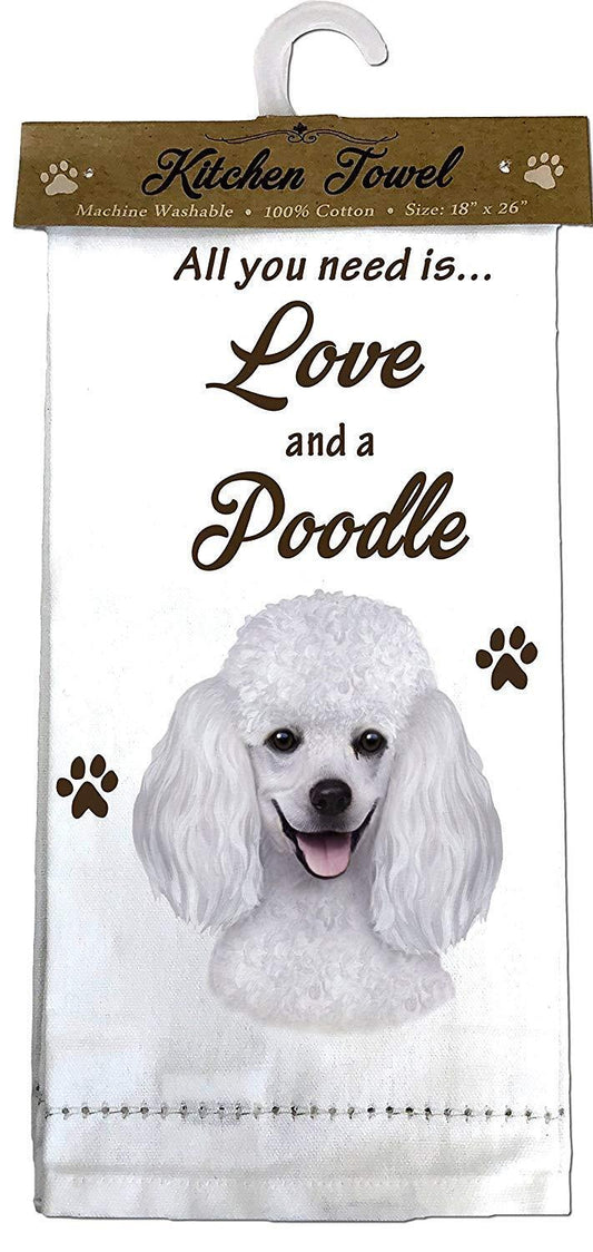 E&S Pets 700-28 Poodle Kitchen Towel, Off-white