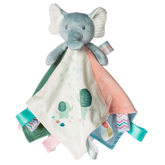 Taggies Lovey Security Blanket with Sensory Tags, 13 x 13", Dream Big Elephant