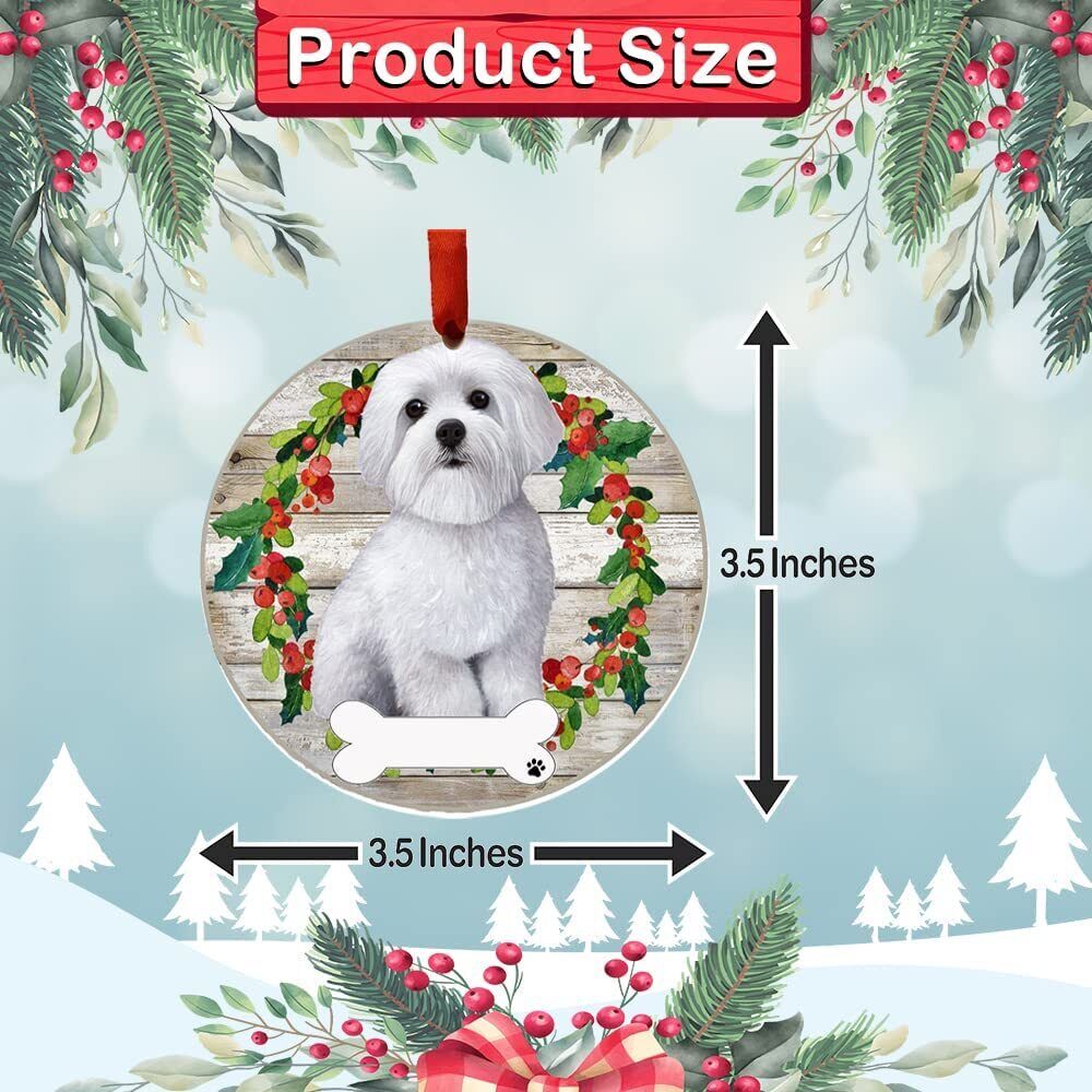 Maltese Ornament - E&S Pets - DIY Personalizable, Ceramic Round Ornament