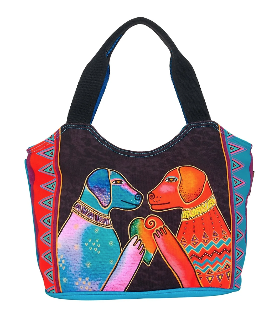 Laurel Burch Heartfelt Dogs Medium Scoop Tote, 14" x 5.5" x 8.5"