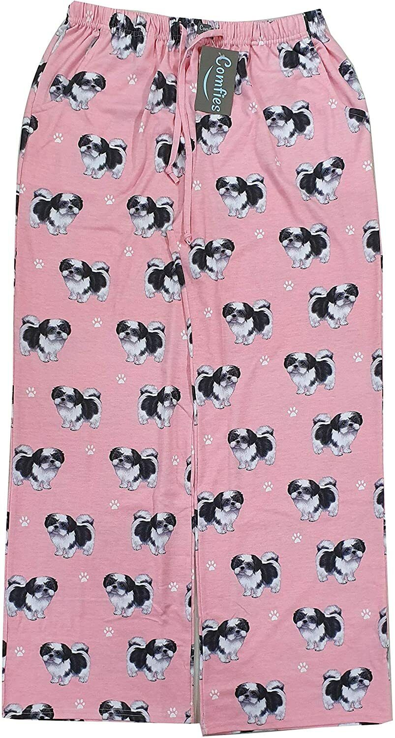 Shih Tzu Unisex Lightweight Cotton Blend Pajama Bottoms- Large
