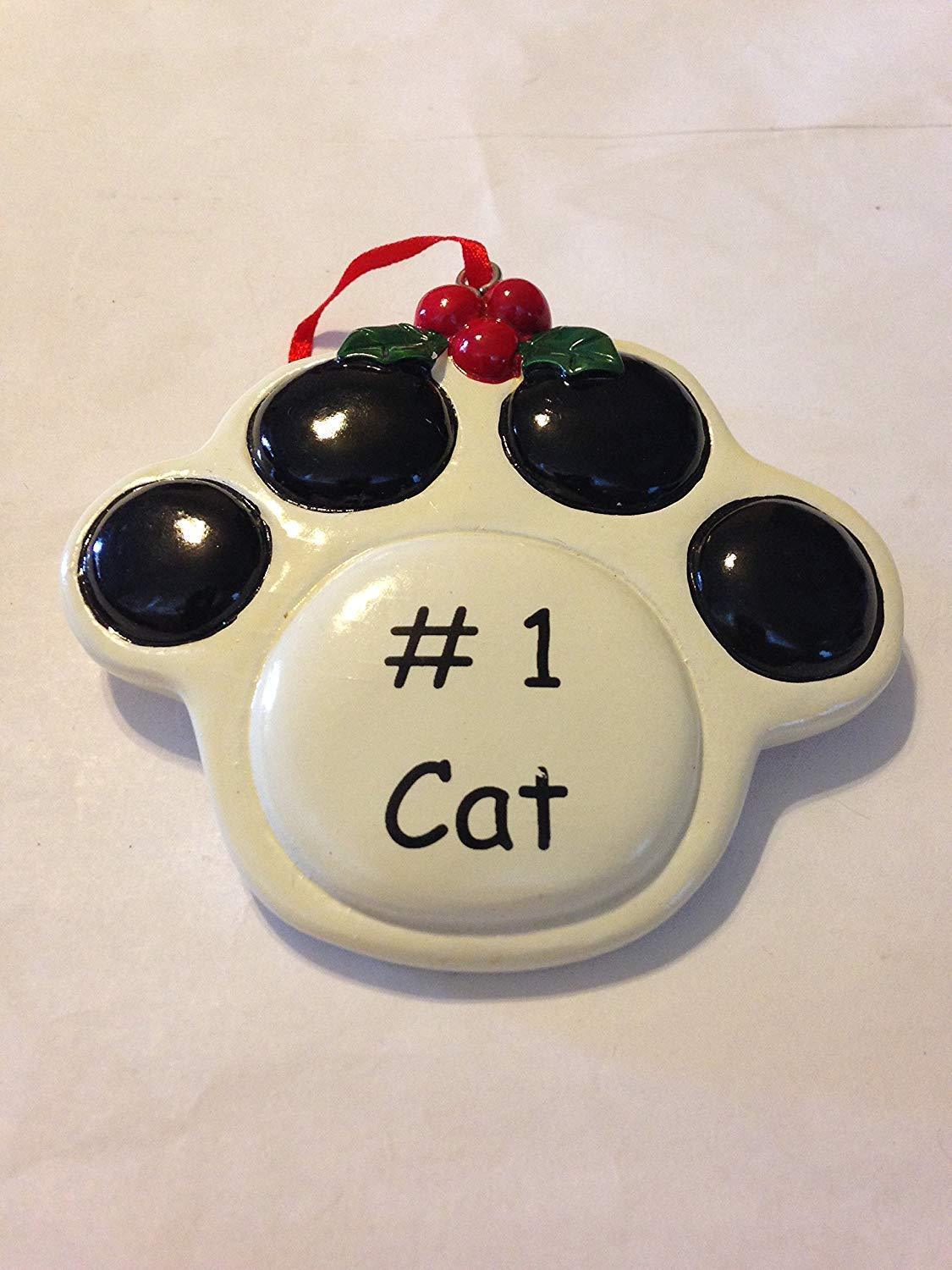 Ceramic Paw Print Christmas Ornament "#1 Cat"