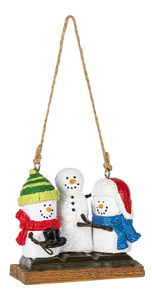Ganz S'mores Building a Snowman Ornament, Polyresin, 2.5" Height (MX181769)