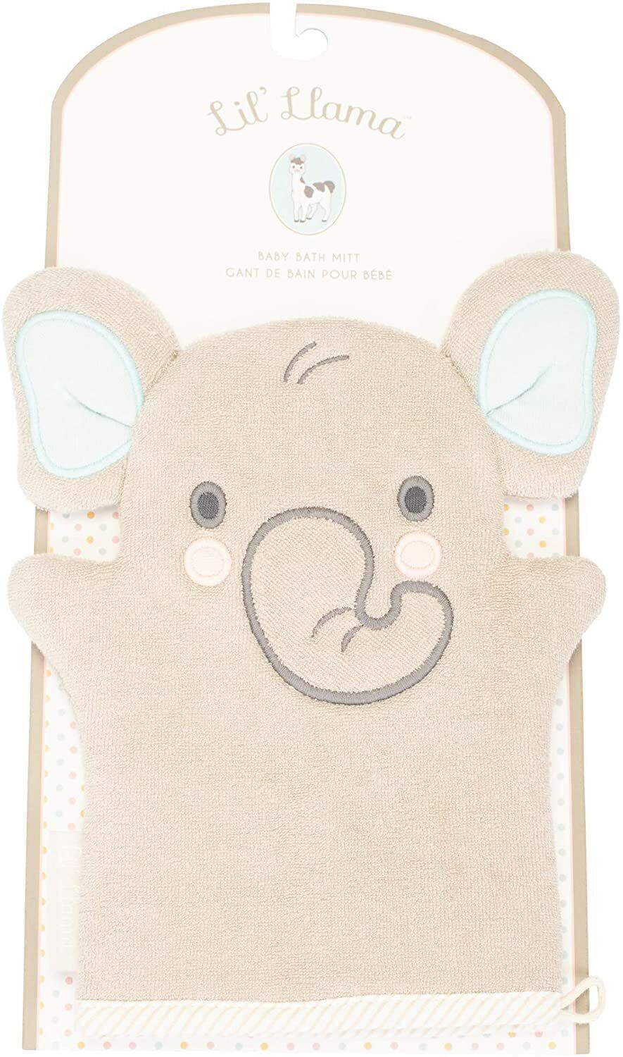 Lil' Elephant Grey Super Soft Cotton Terry Cloth Baby Bath Mitt