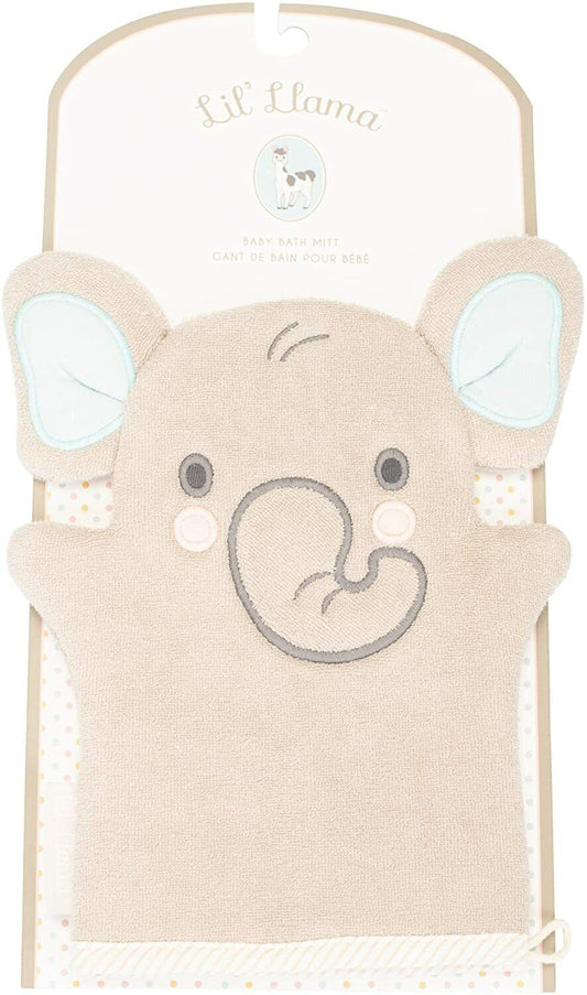 Lil' Elephant Grey Super Soft Cotton Terry Cloth Baby Bath Mitt