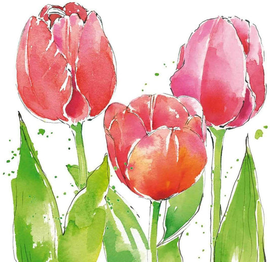 PAPER PRODUCTS DESIGN Pink Tulips Beverage Napkin, 20 CT