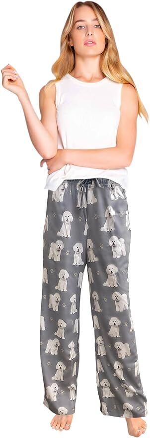 Bichon Frise Unisex Lightweight Cotton Blend Pajama Bottoms- Small