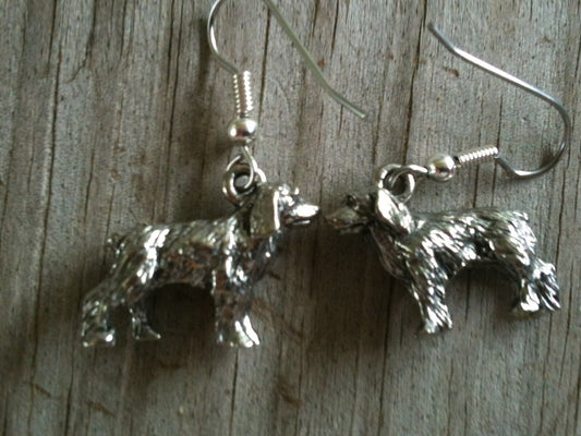 Smooth Coat Spaniel Dog Silver Plated Lead Free Pewter Earrings