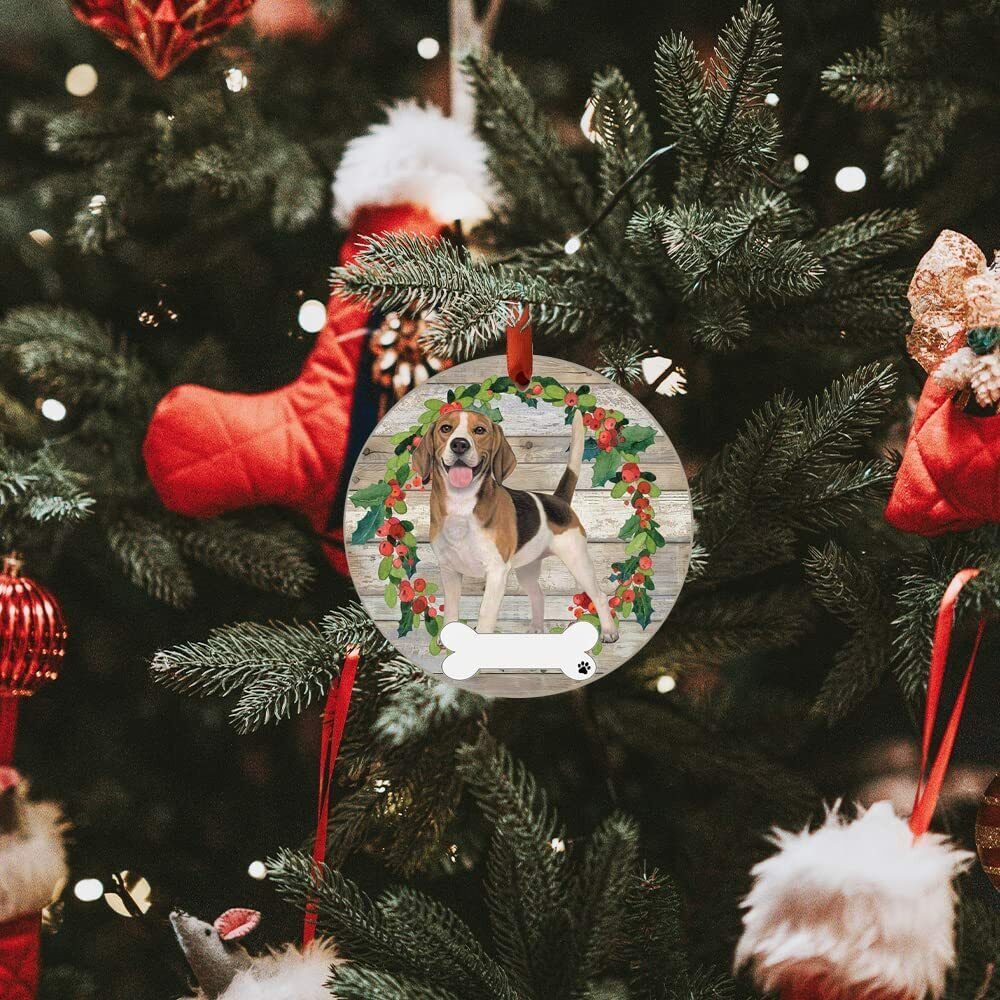 Beagle Ornament - E&S Pets, DIY Personalizable, Ceramic Round Ornament