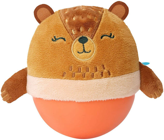Manhattan Toy Wobbly Bobbly Bear, Silicone Wobble Ball & Embroidered Plush Toy