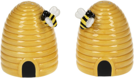 Midwest Gift/Ganz MG178280 Bee Skep Salt and Pepper Shaker Set of 2, Yellow