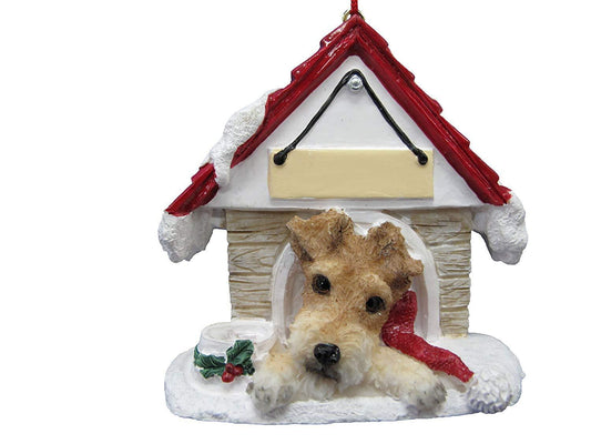 Wire Fox Terrier Doghouse Ornament Hand Painted Easily Personalized