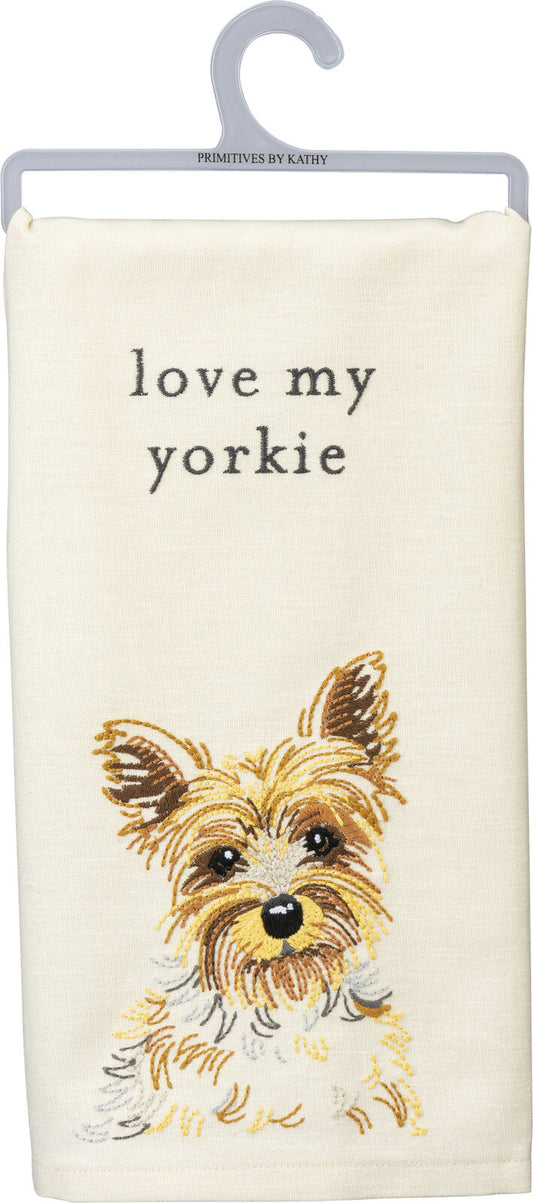 Primitives by Kathy Love My Yorkie Dish Towel, 26"