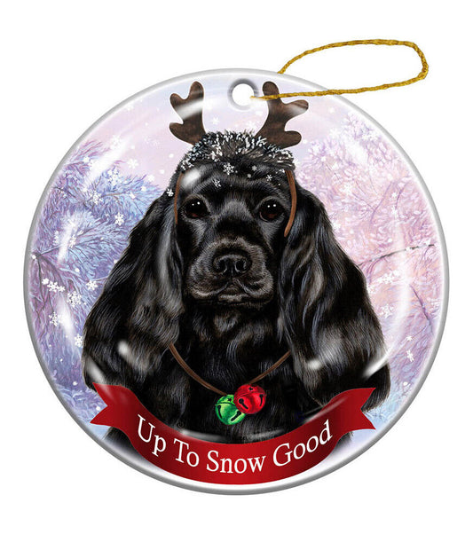 Holiday Pet Gifts Black Cocker Spaniel Dog Porcelain Christmas Ornament