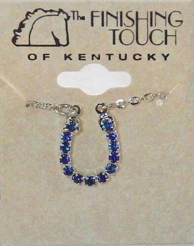 Finishing Touch Blue Rhinestone Horseshoe Necklace - Silver Finish