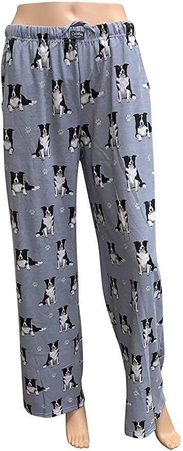 Border Collie Unisex Lightweight Cotton Blend Pajama Bottoms- Large