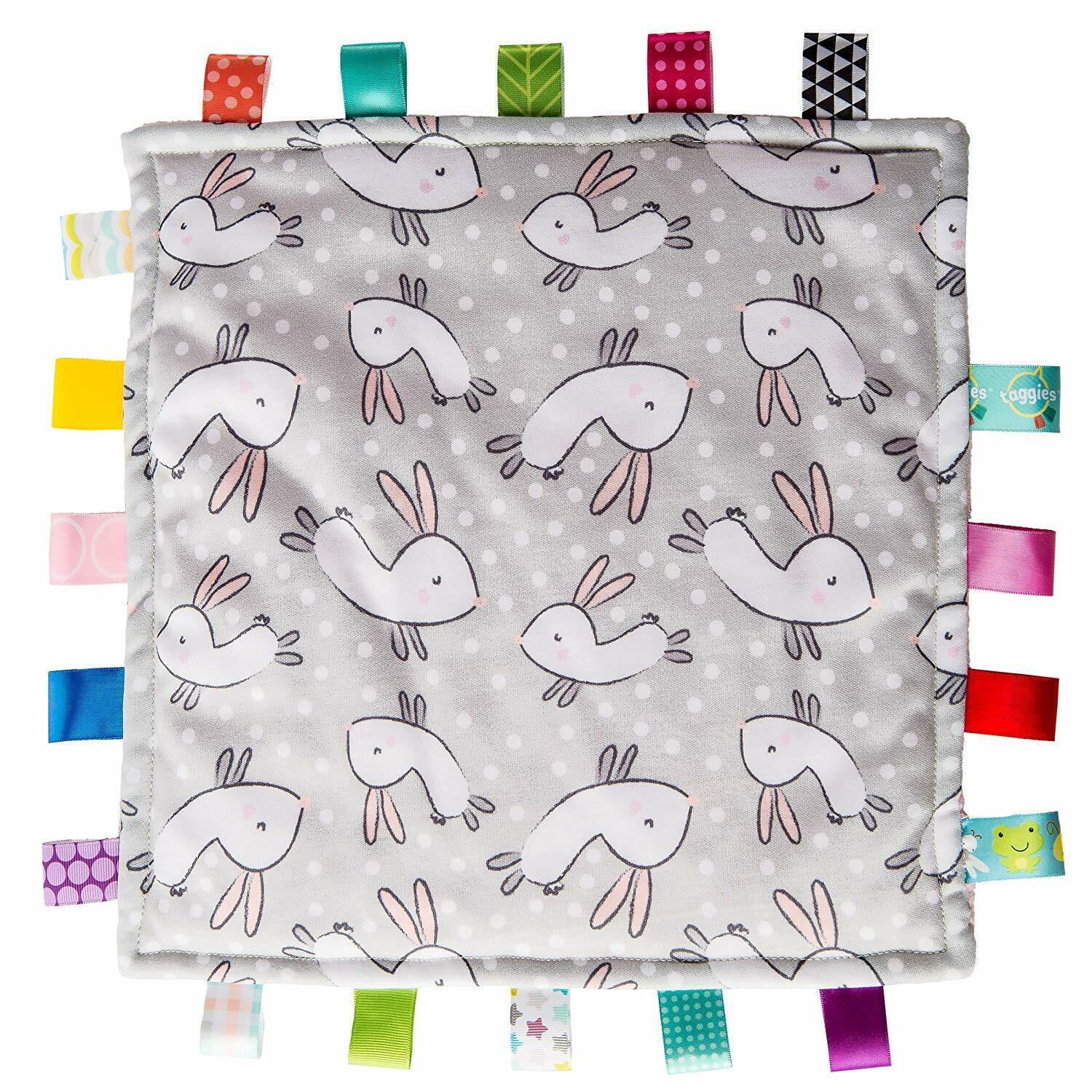 Mary Meyer Taggies Original Blanket with Sensory Tags, 12 X 12", Comfy Bunnies