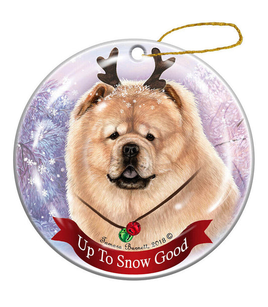 Holiday Pet Gifts Chow Chow Cream Dog Porcelain Christmas Ornament