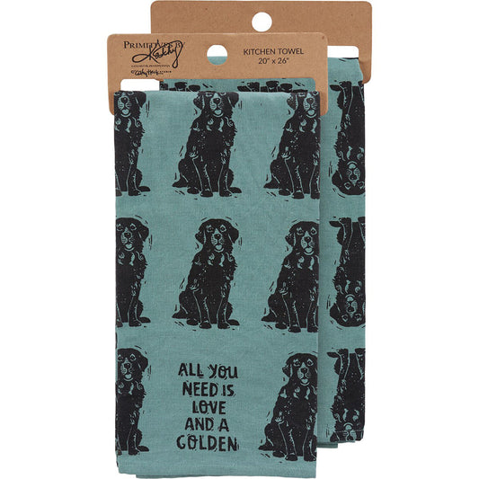 Primitives by Kathy Kitchen Towel - All You Need Is Love And A Golden