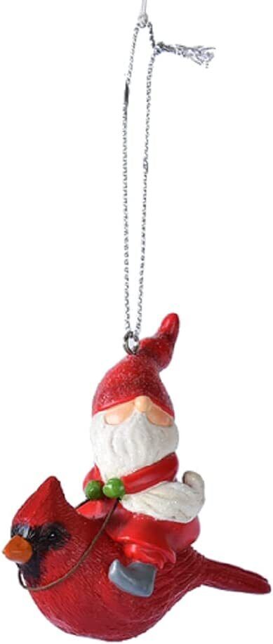 Ganz S'mores Gnome on Cardinal Hanging Ornament, Polyresin, 3 Inches Height