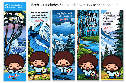 Re-Marks Bob Ross Set of 5 Different 2-Sided Bookmarks