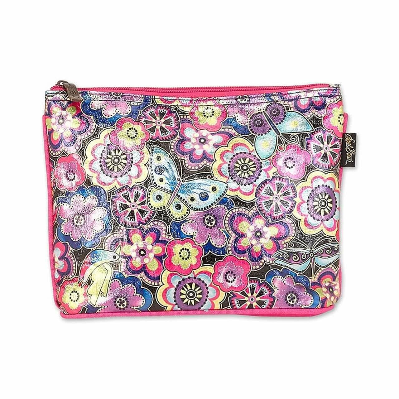 Laurel Burch Foiled Cosmetic Makeup Bags (Purple Multi Floral)