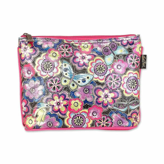 Laurel Burch Foiled Cosmetic Makeup Bags (Purple Multi Floral)