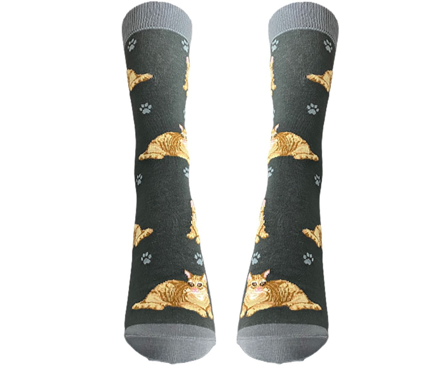 Happy Tails Orange Tabby Cat Lover Socks - One Size Fits Most