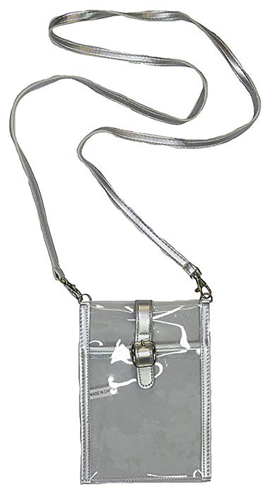 Clear Plastic Stadium Style Phone Holder Crossbody Bag