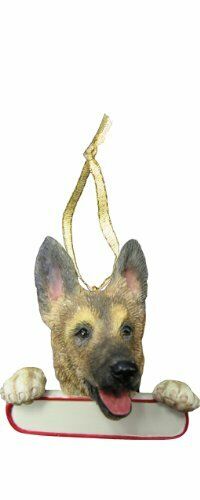 German Shepherd Ornament "Santa's Pals" With Personalizable Name Plate