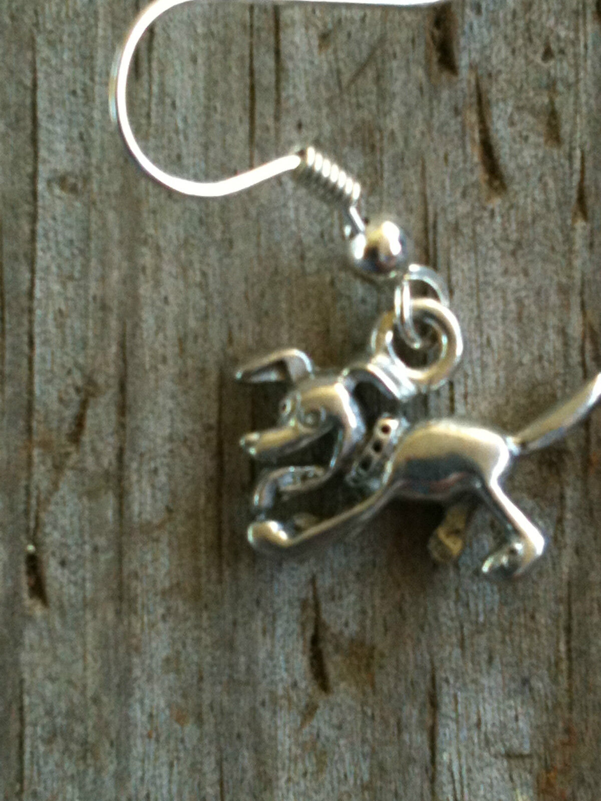 Silver Plated Pewter Running Cartoon Dog Earrings
