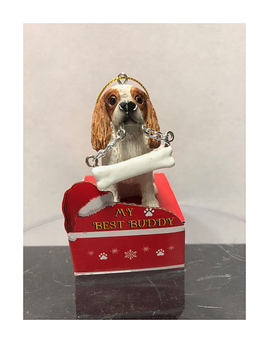 E&S Pets My Best Buddy Cavalier King Charles with Bone Christmas Ornament