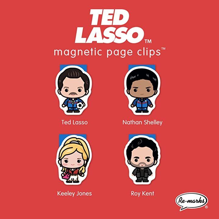 Re-marks Ted Lasso Bookmarks - set of 4 Magnetic Page Clips & 1 Tassel Bookmark