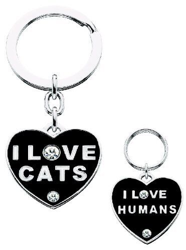 I Love Cats & I Love Humans Cat Charm & Keychain