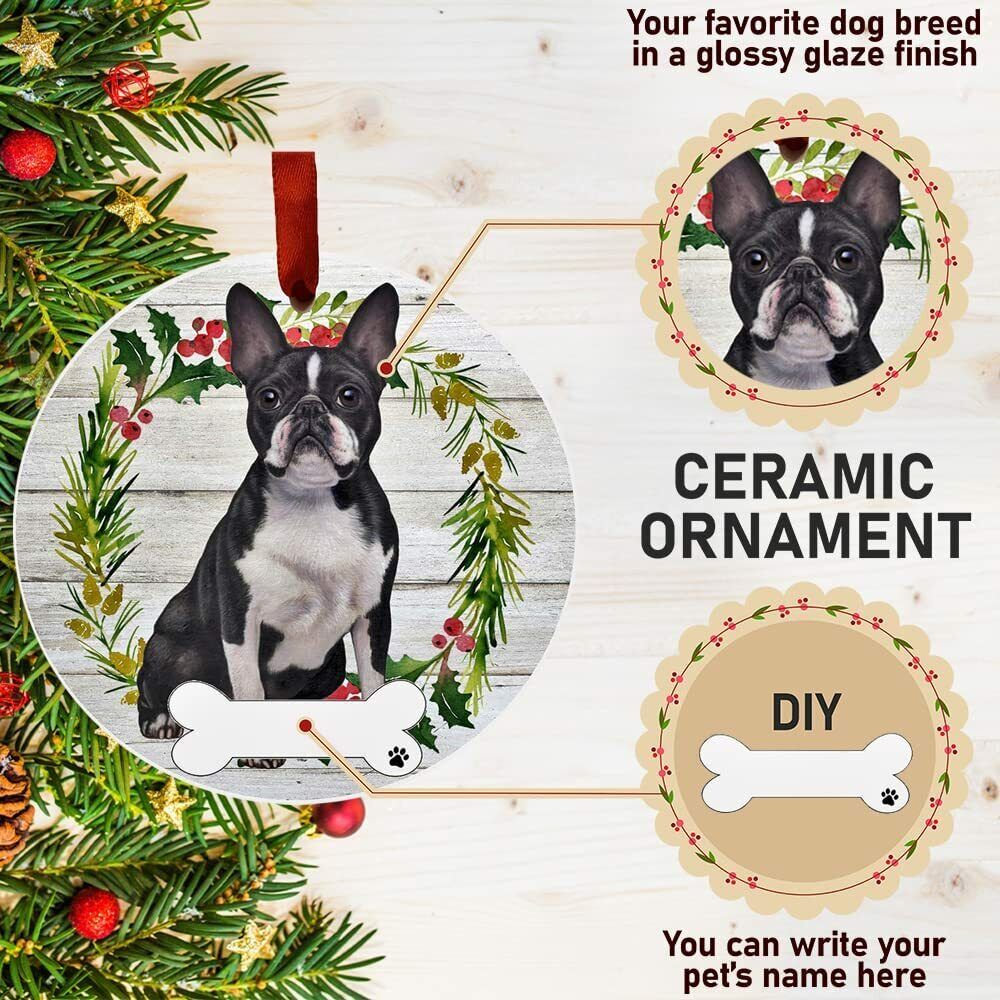 Boston Terrier Ornament - E&S Pets - DIY Personalizable, Ceramic Round Ornament