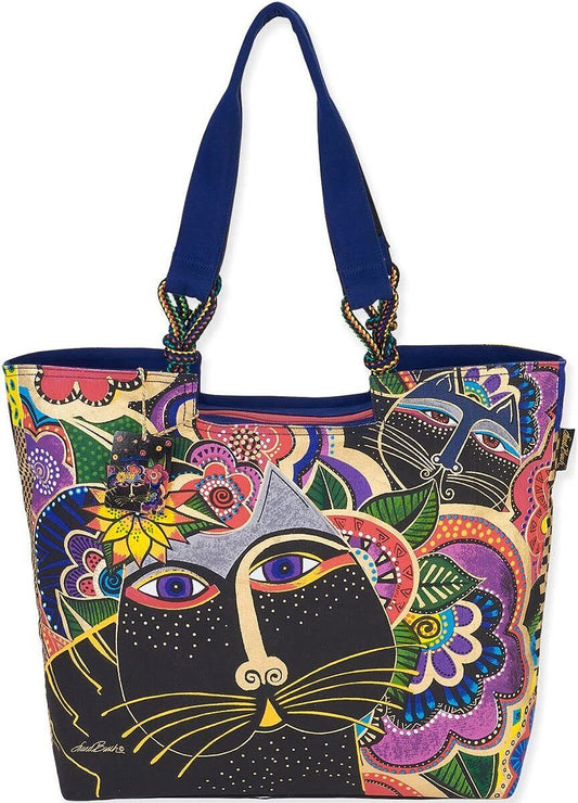 Laurel Burch Shoulder Tote, 21 by 5 by 15-Inch, Carlotta's Cats