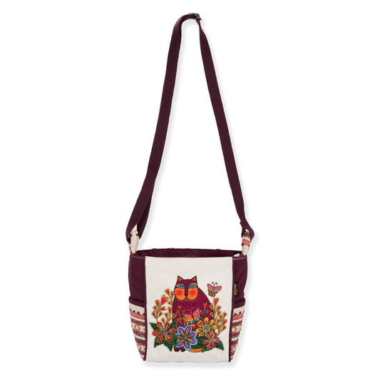 Laurel Burch Corazon Cat Print Crossbody Shoulder Bag,   8.5" x 3.75" x 8.5"