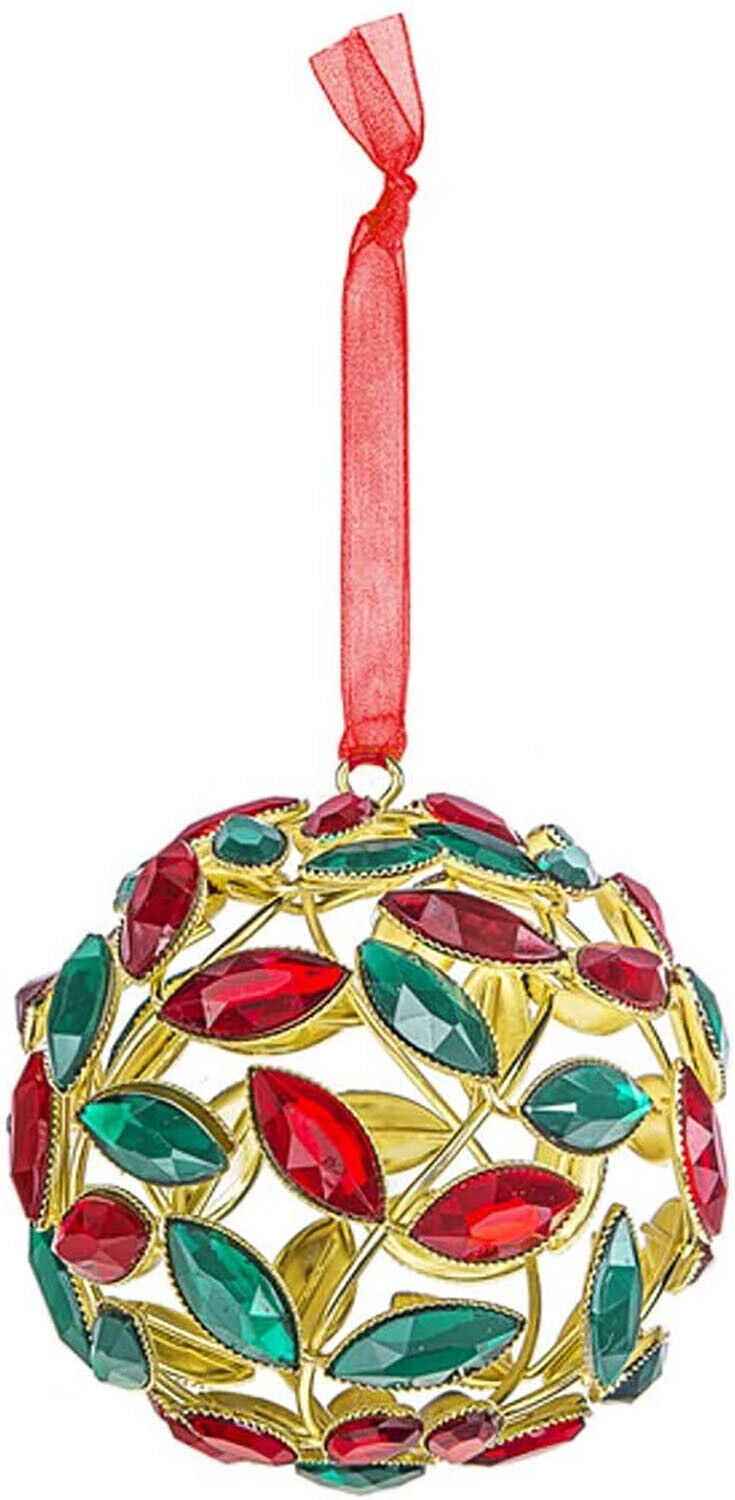 Ganz ACRYX-213 Holly Ball Ornament with Acrylic Krystals, 3-inch Diameter