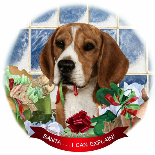 Beagle Dog Porcelain Hanging Ornament Pet Gift 'Santa.. I Can Explain!'