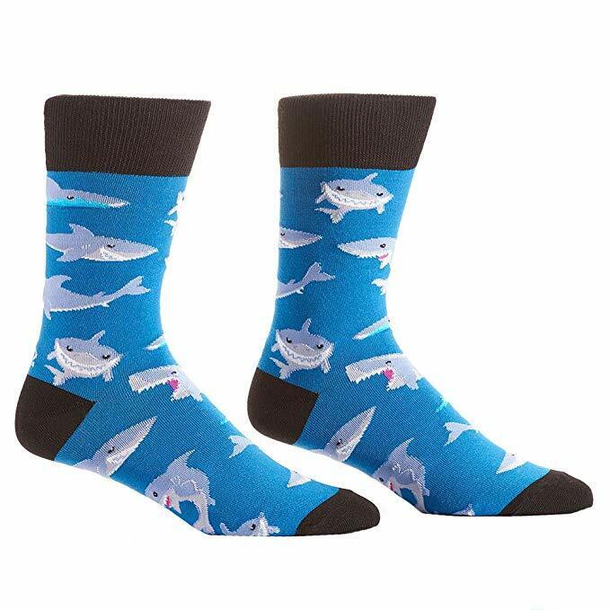 Yo Sox Men's Crew Socks SHARKS