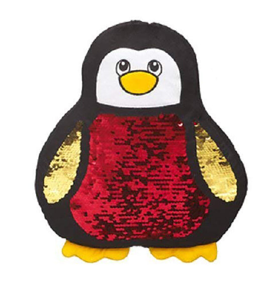 Ganz Holiday Sequin Pillow - Penguin 14"