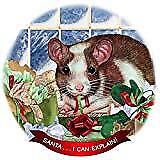 Rat Brown and White Porcelain Ornament Pet Gift 'Santa. I Can Explain!'