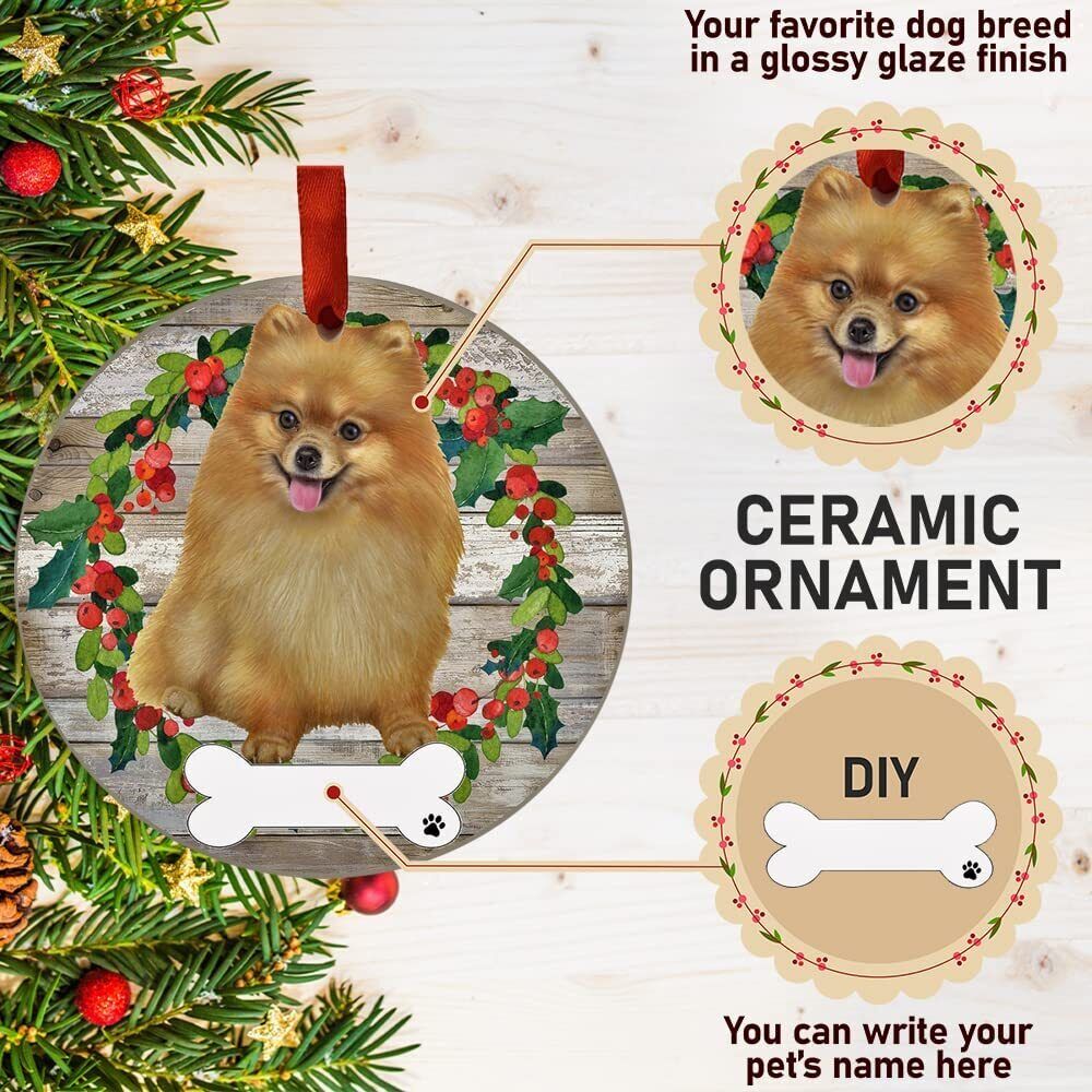 Pomeranian Ornament - E&S Pets, DIY Personalizable, Ceramic Round Ornament