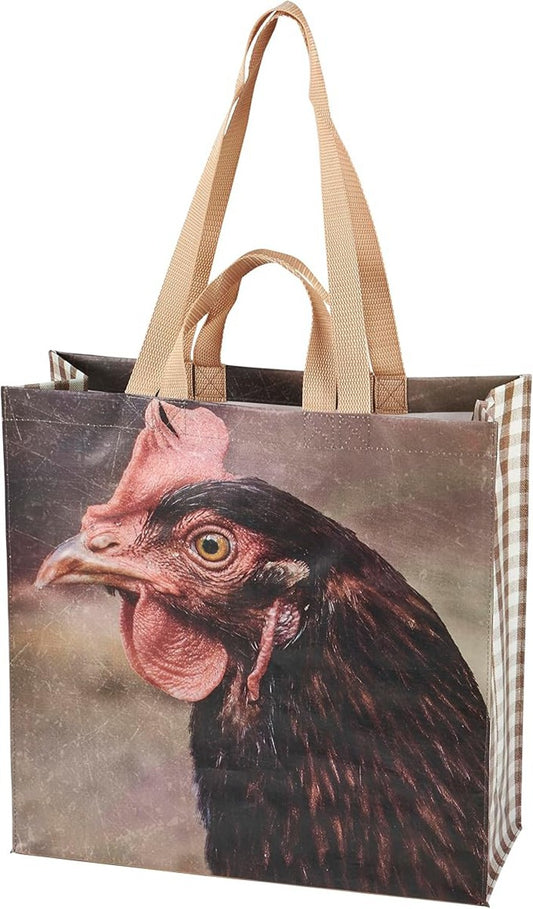 Market Tote - Chicken and Eggs, Double Sided, 15.50" x 15.25" x 6"