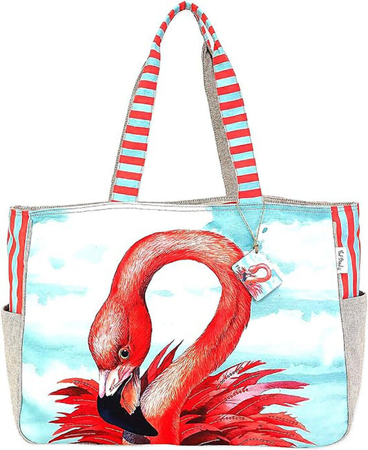 Sun N Sand Paul Brent Oversized Artistic Canvas Flamingo Bag Tote One Size