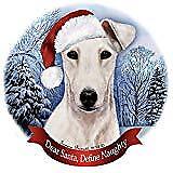 Holiday Pet Gifts Fox Terrier White Dog Santa Hat Porcelain Ornament
