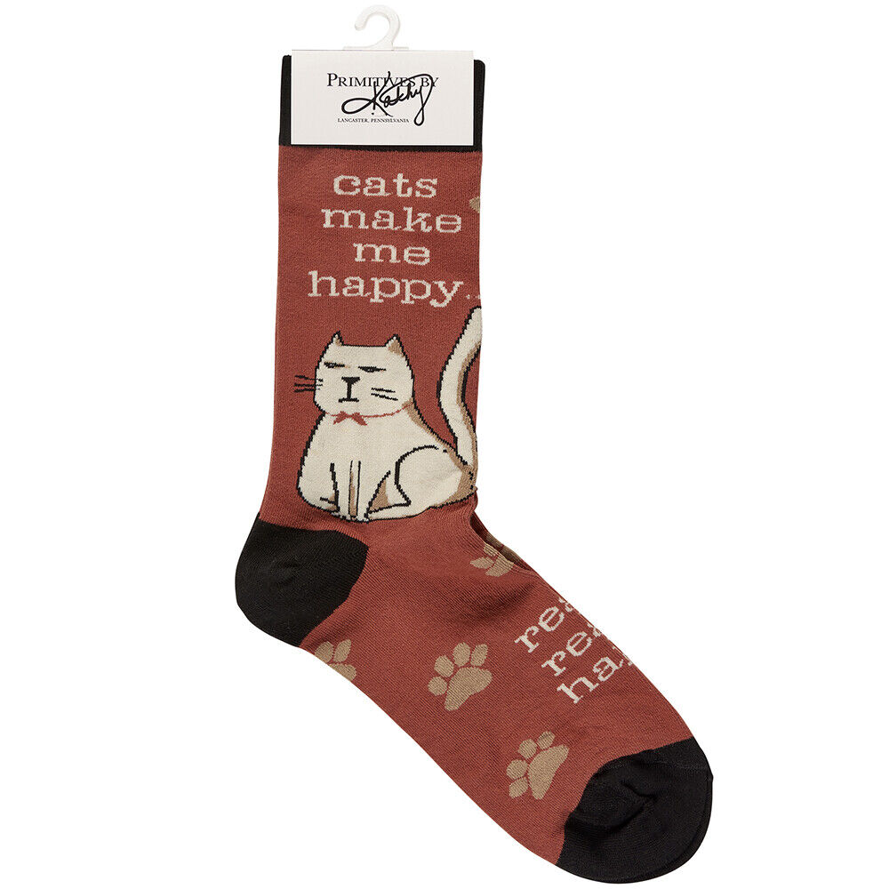 Primitives by Kathy - Cats Make Me Happy Socks - 116520