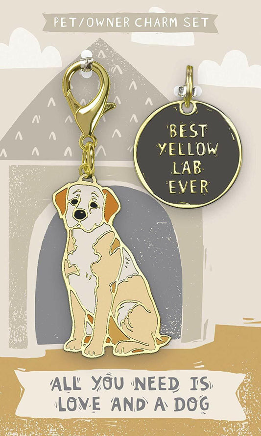 Primitives By Kathy Dog Collar Charm Set - Yellow Lab